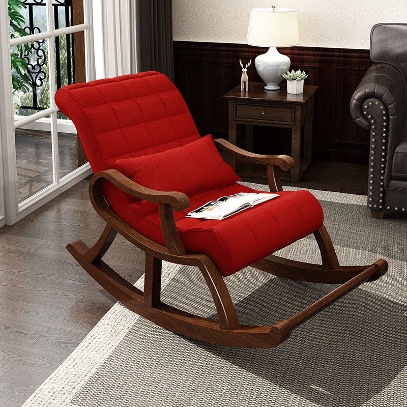 Single Lounge Lazy Sofa Chair Wood Base Rocking Chair for Living Room Red Clearhalo 'Chairs & Seating' 'furn' 'furn_rocking_chairs' 'Furniture' 'Living Room Furniture' 'Rocking Chairs' 'rocking_chairs' 7001493