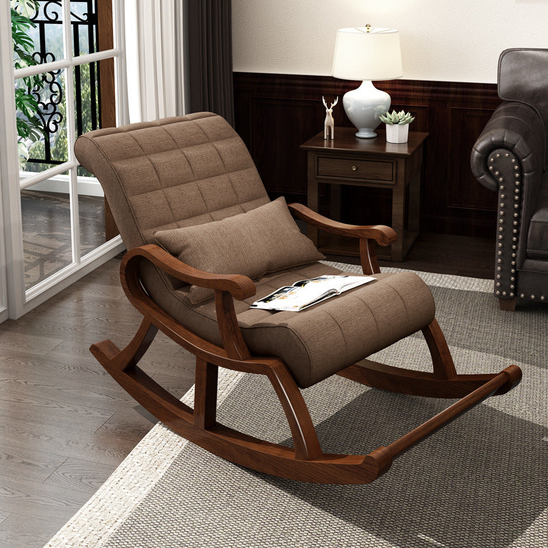Single Lounge Lazy Sofa Chair Wood Base Rocking Chair for Living Room Coffee Clearhalo 'Chairs & Seating' 'furn' 'furn_rocking_chairs' 'Furniture' 'Living Room Furniture' 'Rocking Chairs' 'rocking_chairs' 7001494