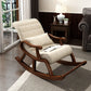Single Lounge Lazy Sofa Chair Wood Base Rocking Chair for Living Room Beige Clearhalo 'Chairs & Seating' 'furn' 'furn_rocking_chairs' 'Furniture' 'Living Room Furniture' 'Rocking Chairs' 'rocking_chairs' 7001499