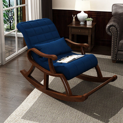Single Lounge Lazy Sofa Chair Wood Base Rocking Chair for Living Room Blue Clearhalo 'Chairs & Seating' 'furn' 'furn_rocking_chairs' 'Furniture' 'Living Room Furniture' 'Rocking Chairs' 'rocking_chairs' 7001500