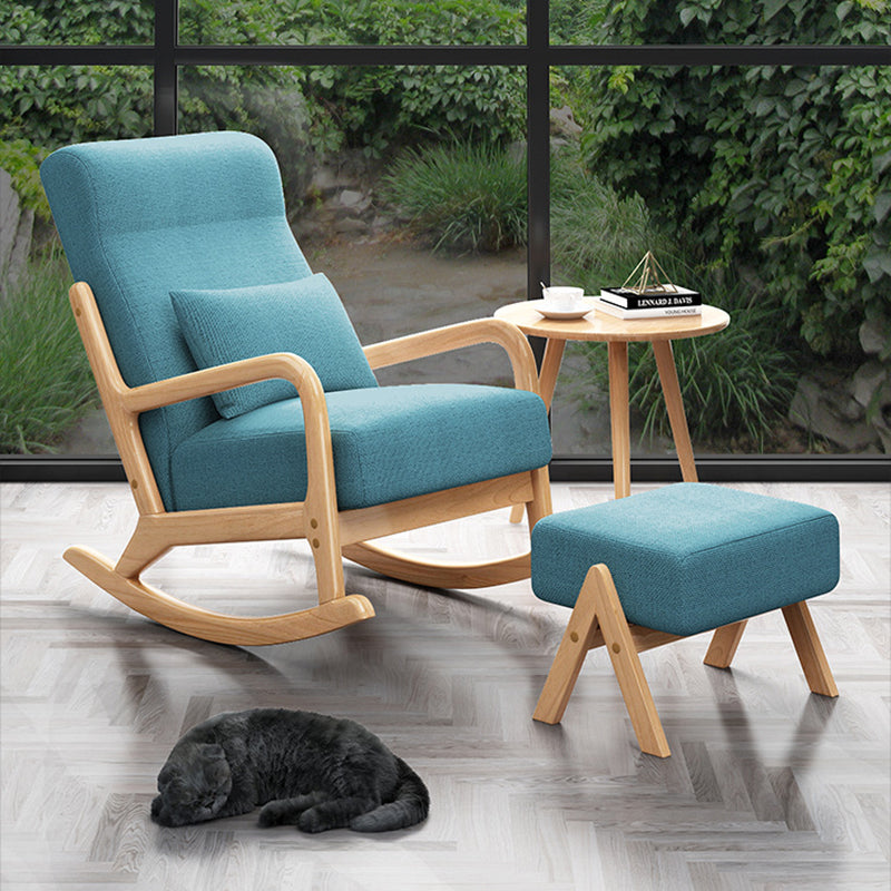 Modern Style Leisure Lounge Rocking Chair in Wooden Lazy Chair Rocking Chair with Ottomans Blue Clearhalo 'Chairs & Seating' 'furn' 'furn_rocking_chairs' 'Furniture' 'Living Room Furniture' 'Rocking Chairs' 'rocking_chairs' 7001560