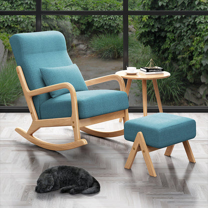Modern Style Leisure Lounge Rocking Chair in Wooden Lazy Chair Rocking Chair with Ottomans Blue Clearhalo 'Chairs & Seating' 'furn' 'furn_rocking_chairs' 'Furniture' 'Living Room Furniture' 'Rocking Chairs' 'rocking_chairs' 7001560