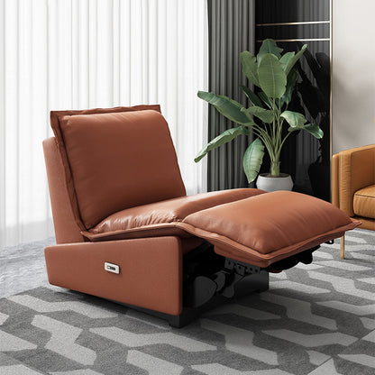 Contemporary Armless Standard Recliner Gliding Recliner Chair Genuine Leather Power - Push Button Clearhalo 'Chairs & Seating' 'furn' 'furn_recliners' 'Furniture' 'Living Room Furniture' 'Recliners' 7004300
