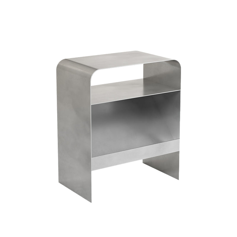 Modern Accent Side Table Metal Sled with Storage Rectangular Living Room End Table