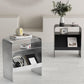 Modern Accent Side Table Metal Sled with Storage Rectangular Living Room End Table