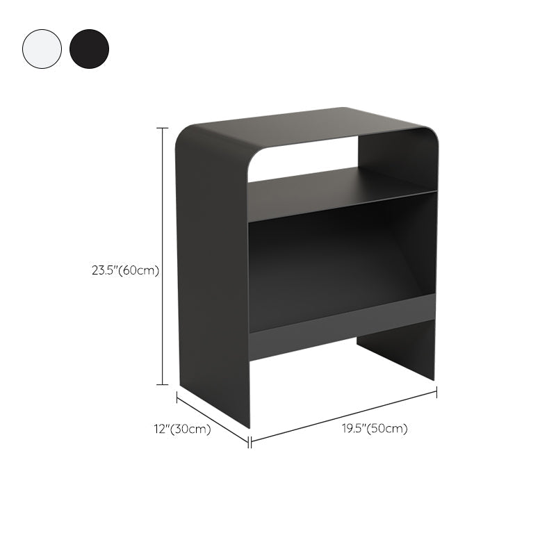 Modern Accent Side Table Metal Sled with Storage Rectangular Living Room End Table