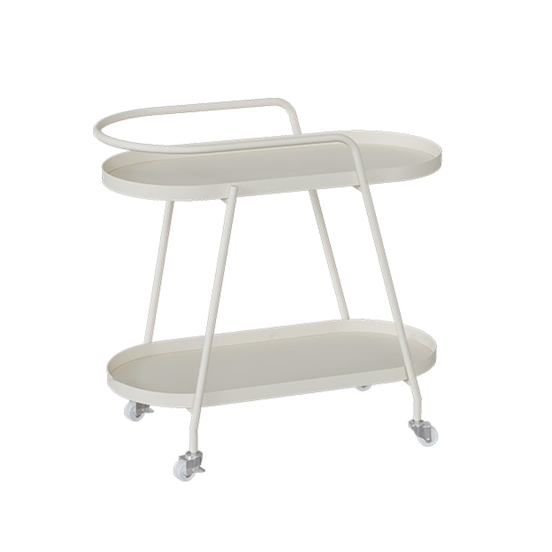 Glam Living Room Accent Side Table Double Tier Oval Metal with Shelf  Corner Table