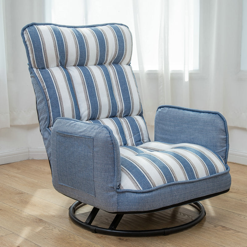 Traditional Lumbar Support Recliner Swivel Rocker Standard Recliner Blue White Clearhalo 'Chairs & Seating' 'furn' 'furn_recliners' 'Furniture' 'Living Room Furniture' 'Recliners' 7004362