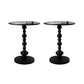 Round Metal Pedestal End Table Black/White Accent Side Table