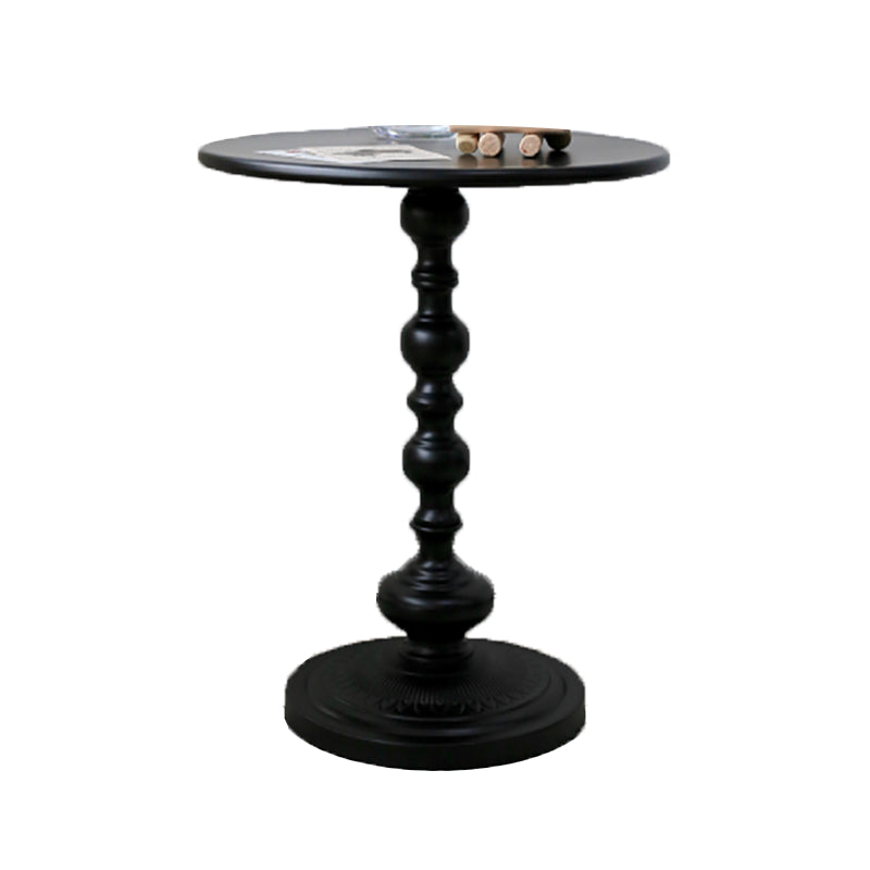 Round Metal Pedestal End Table Black/White Accent Side Table