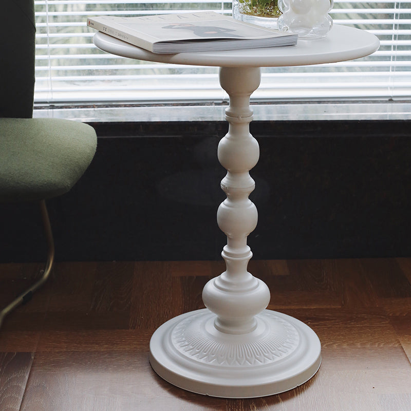 Round Metal Pedestal End Table Black/White Accent Side Table