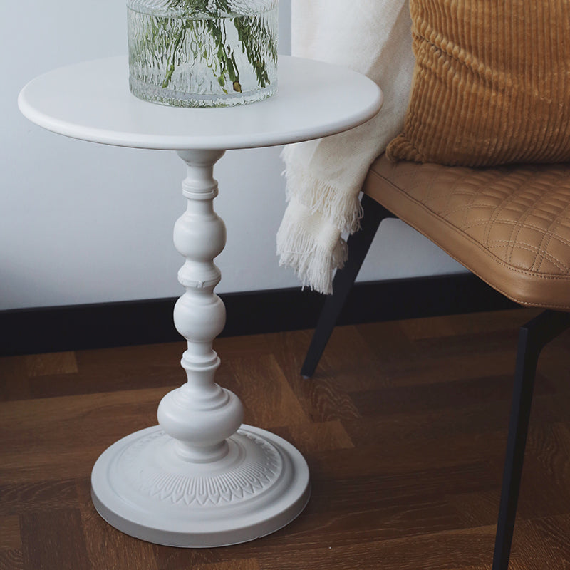 Round Metal Pedestal End Table Black/White Accent Side Table