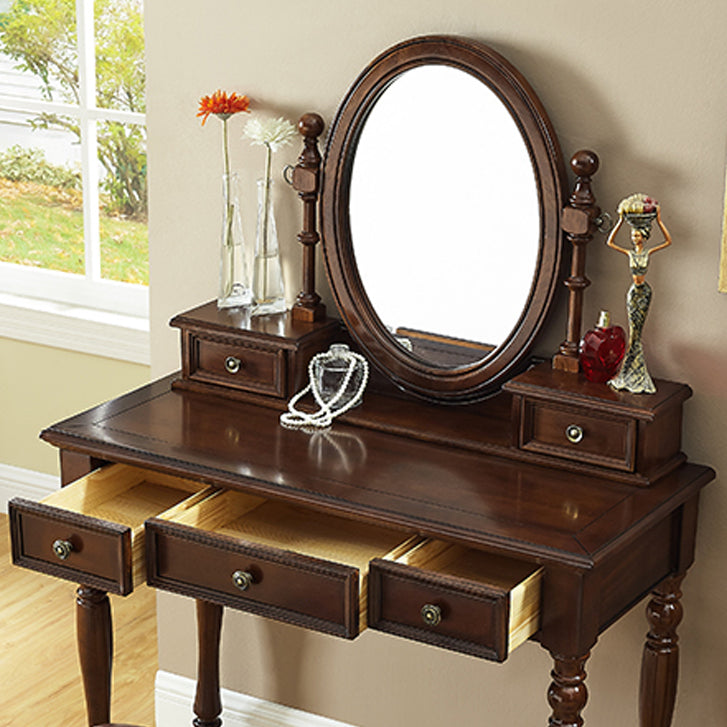Traditional Makeup Vanity Set Wooden 5 Drawers Vanity Tables Clearhalo 'Bedroom Furniture' 'furn' 'furn_makeup_vanities' 'Furniture' 'Makeup Vanities' 'makeup_vanities' 7004416