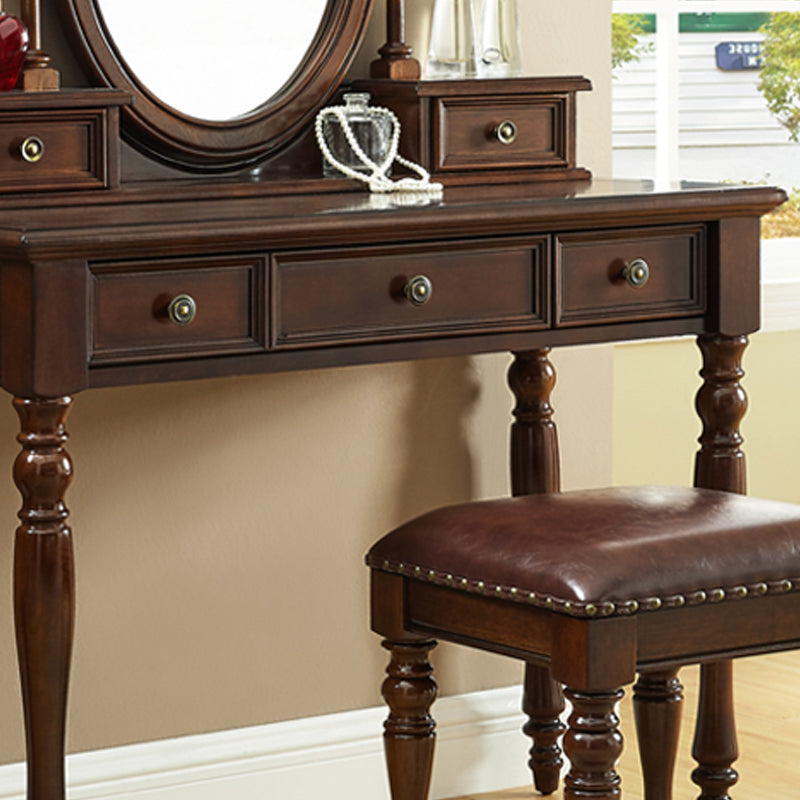 Traditional Makeup Vanity Set Wooden 5 Drawers Vanity Tables Clearhalo 'Bedroom Furniture' 'furn' 'furn_makeup_vanities' 'Furniture' 'Makeup Vanities' 'makeup_vanities' 7004417