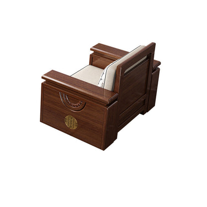 Sofá de marco de madera maciza contemporánea en sofá de mezcla de algodón marrón