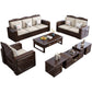 County Styled Solid Wood Frame Sofa in Brown Cotton Blend Sofa and Chaise