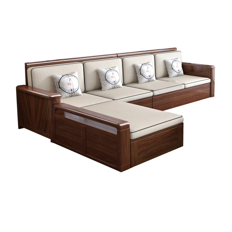 County Style Solid Wood Frame Sofa Cotton Blend Sofa and Chaise