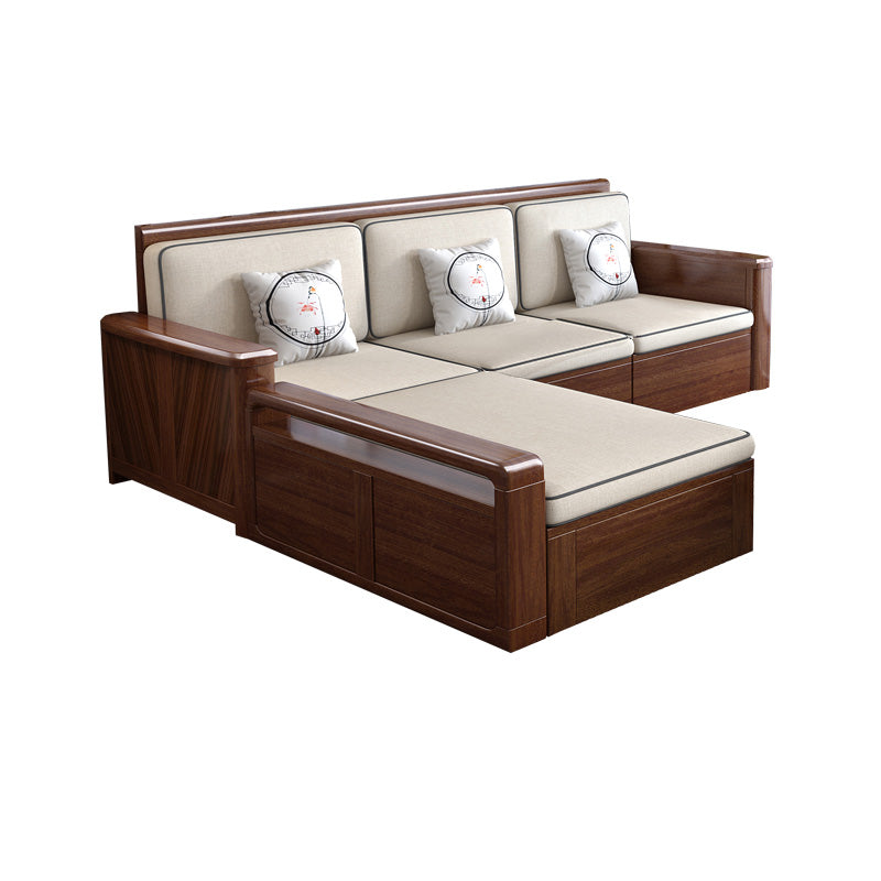 County Style Solid Wood Frame Sofa Cotton Blend Sofa and Chaise