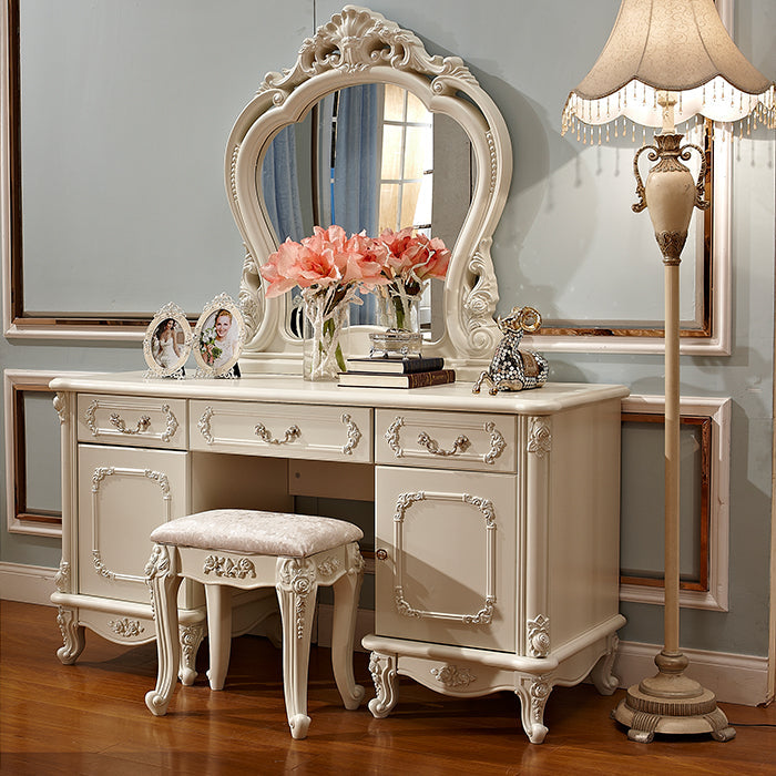 Set di sgabelli da letto per la scrivania del trucco vittoriano per il trucco da letto con cassetto