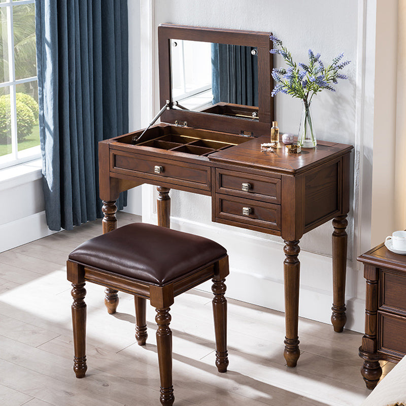Tradizioni vanità tavolo da toeletta per trucco in legno massiccio con specchi
