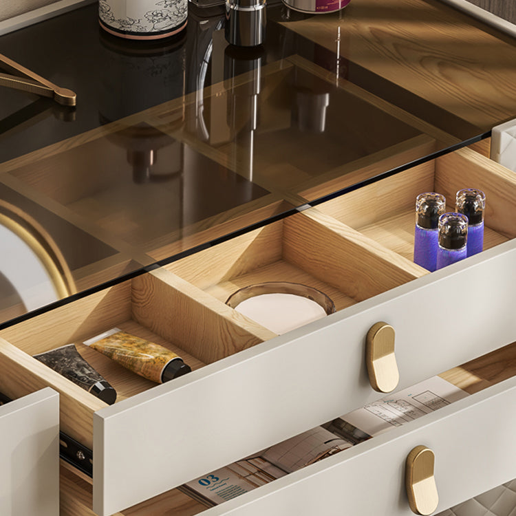 Glam Mirrored Glass Vanity Desk Bedroom Vanity Dressing Table with Drawer