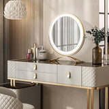 Glam Mirrored Glass Vanity Desk Bedroom Vanity Dressing Table with Drawer