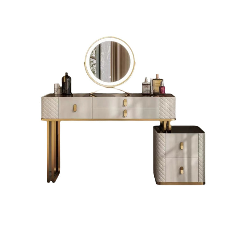 Glam Mirrored Glass Vanity Desk Bedroom Vanity Dressing Table with Drawer