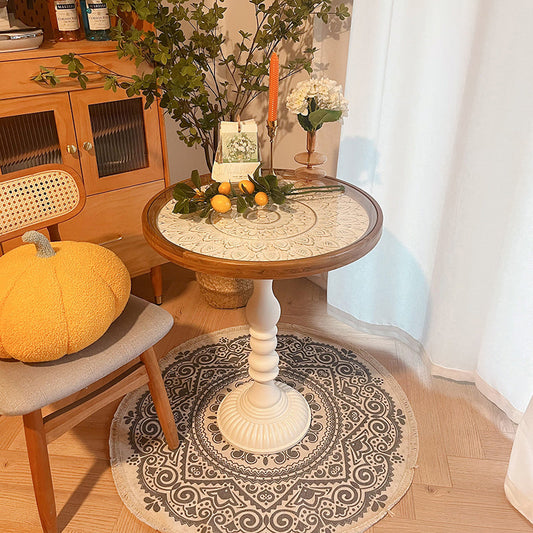 Modernistic Accent Side Table Glass Top Living Room Round Pedestal End Table