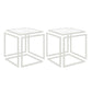 Glam Corner Table Living Room Square Frame Glass Top Accent Side Table