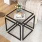 Glam Corner Table Living Room Square Frame Glass Top Accent Side Table