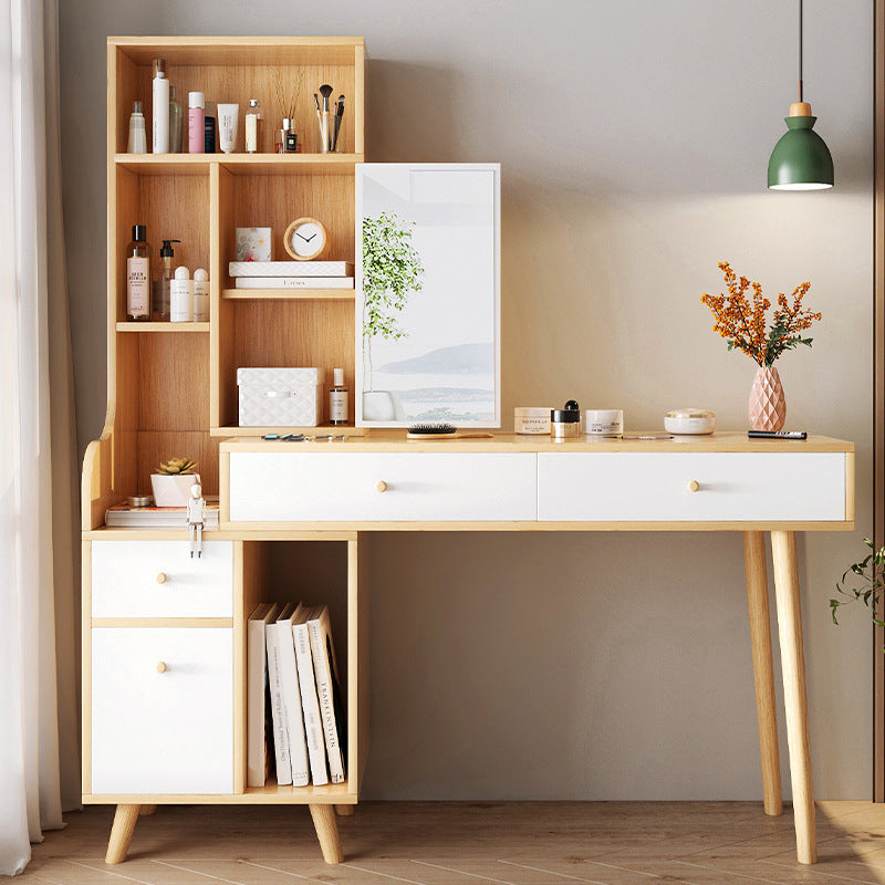 Scandinavian Wood Dressing Table Solid Wood Make-up Vanity with Drawers Clearhalo 'Bedroom Furniture' 'furn' 'furn_makeup_vanities' 'Furniture' 'Makeup Vanities' 'makeup_vanities' 7004706