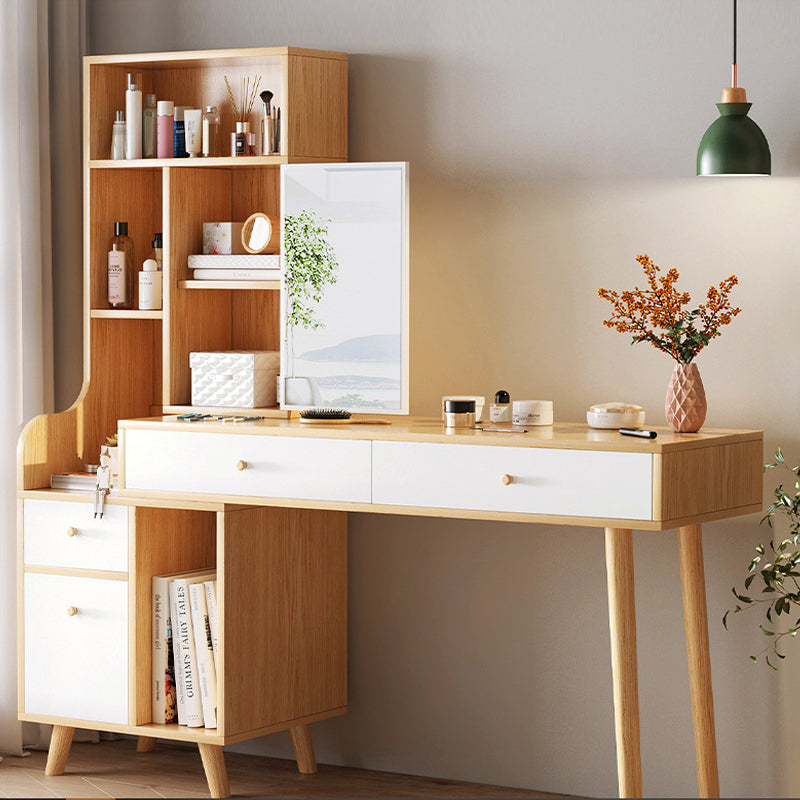 Scandinavian Wood Dressing Table Solid Wood Make-up Vanity with Drawers Clearhalo 'Bedroom Furniture' 'furn' 'furn_makeup_vanities' 'Furniture' 'Makeup Vanities' 'makeup_vanities' 7004708