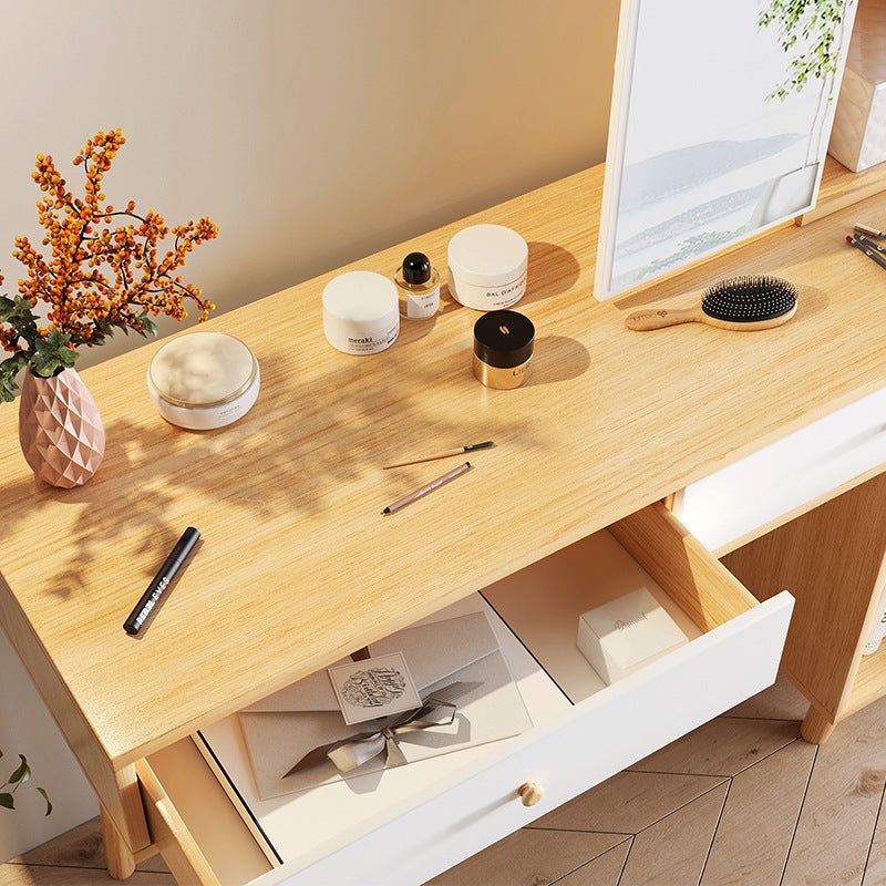 Scandinavian Wood Dressing Table Solid Wood Make-up Vanity with Drawers Clearhalo 'Bedroom Furniture' 'furn' 'furn_makeup_vanities' 'Furniture' 'Makeup Vanities' 'makeup_vanities' 7004712