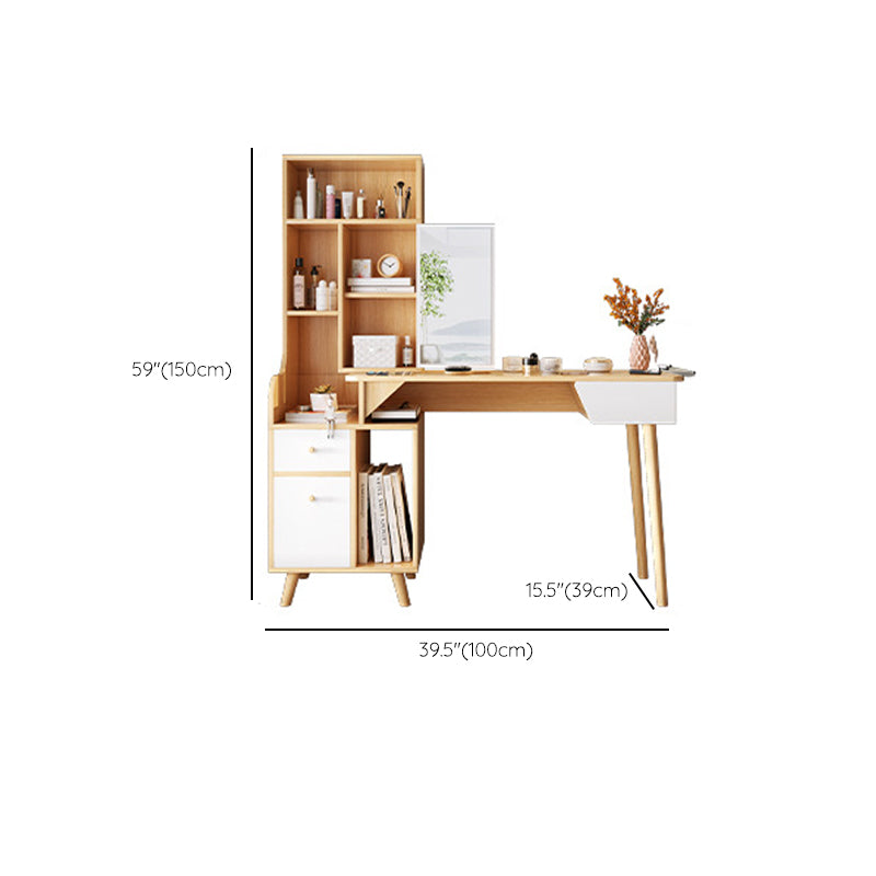 Scandinavian Wood Dressing Table Solid Wood Make-up Vanity with Drawers Clearhalo 'Bedroom Furniture' 'furn' 'furn_makeup_vanities' 'Furniture' 'Makeup Vanities' 'makeup_vanities' 7004722