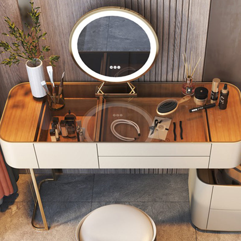 Glam Glass Vanity Desk Bedroom Vanity Dressing Table with Drawer Clearhalo 'Bedroom Furniture' 'furn' 'furn_makeup_vanities' 'Furniture' 'Makeup Vanities' 'makeup_vanities' 7004730