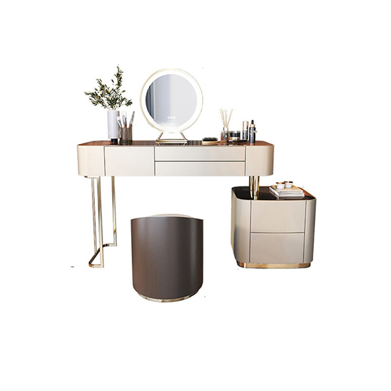 Glam Glass Vanity Desk Bedroom Vanity Dressing Table with Drawer Clearhalo 'Bedroom Furniture' 'furn' 'furn_makeup_vanities' 'Furniture' 'Makeup Vanities' 'makeup_vanities' 7004732