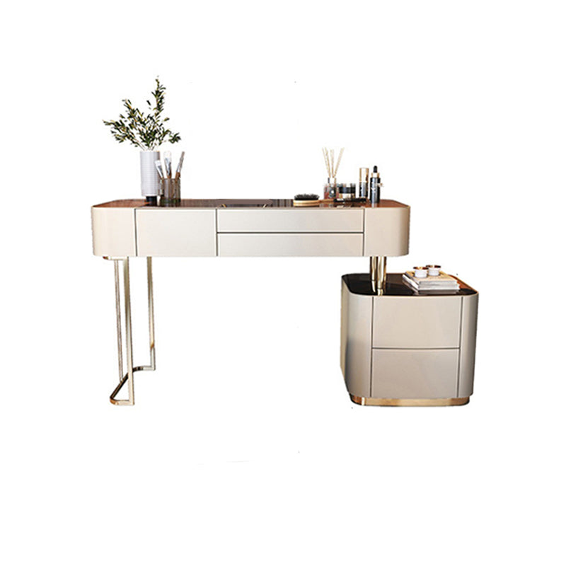 Glam Glass Vanity Desk Bedroom Vanity Dressing Table with Drawer Clearhalo 'Bedroom Furniture' 'furn' 'furn_makeup_vanities' 'Furniture' 'Makeup Vanities' 'makeup_vanities' 7004733