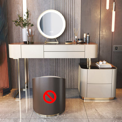 Glam Glass Vanity Desk Bedroom Vanity Dressing Table with Drawer Makeup Vanity & Mirror Clearhalo 'Bedroom Furniture' 'furn' 'furn_makeup_vanities' 'Furniture' 'Makeup Vanities' 'makeup_vanities' 7004734