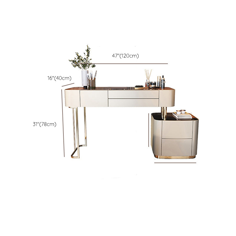 Glam Glass Vanity Desk Bedroom Vanity Dressing Table with Drawer Clearhalo 'Bedroom Furniture' 'furn' 'furn_makeup_vanities' 'Furniture' 'Makeup Vanities' 'makeup_vanities' 7004738