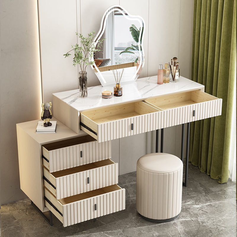 Tavolo da toeletta da toeletta per vanità bianchi in pietra contemporanea