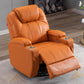 Mid-Century Modern Faux Leather Club Chair Recliner Massage Home Theater Recliner Orange Genuine Leather Clearhalo 'Chairs & Seating' 'furn' 'furn_recliners' 'Furniture' 'Living Room Furniture' 'Recliners' 7004779