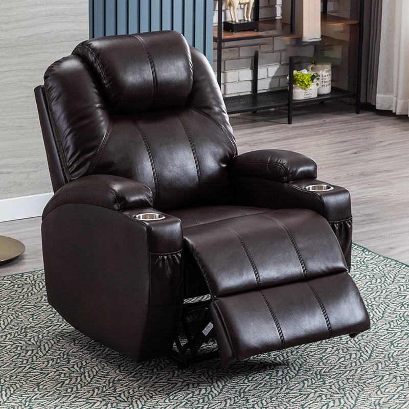 Mid-Century Modern Faux Leather Club Chair Recliner Massage Home Theater Recliner Dark Brown Nanofabrics Clearhalo 'Chairs & Seating' 'furn' 'furn_recliners' 'Furniture' 'Living Room Furniture' 'Recliners' 7004782