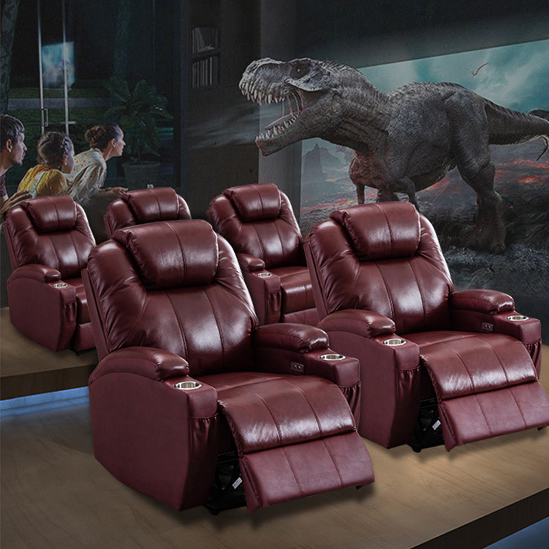 Mid-Century Modern Faux Leather Club Chair Recliner Massage Home Theater Recliner Clearhalo 'Chairs & Seating' 'furn' 'furn_recliners' 'Furniture' 'Living Room Furniture' 'Recliners' 7004796