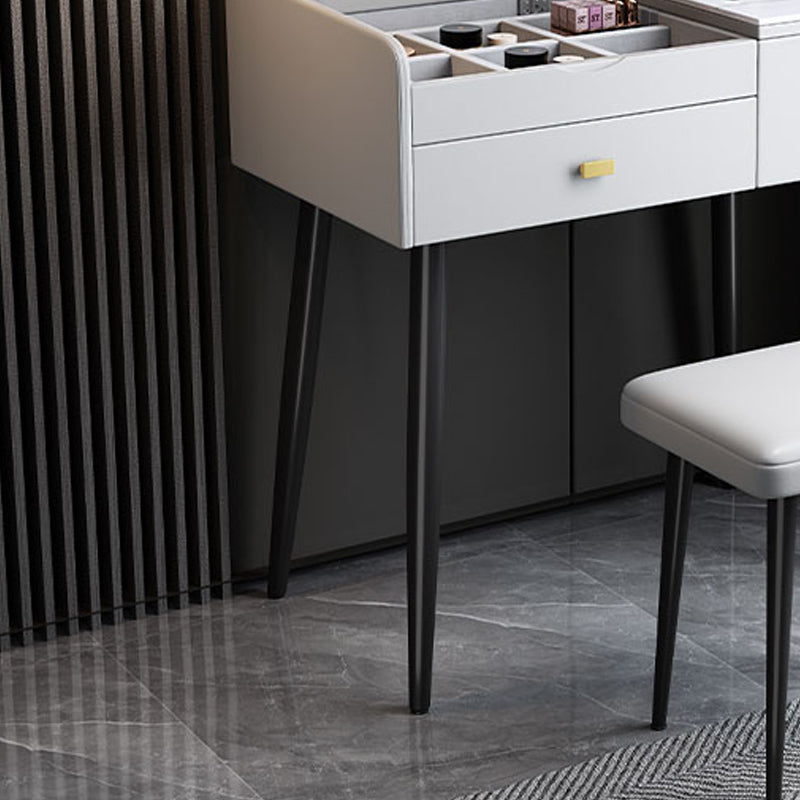 Flip Vanity in marmo singolo con sgabello imbottito Specchio a specchio da vanità