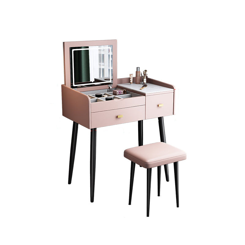 Flip Vanity in marmo singolo con sgabello imbottito Specchio a specchio da vanità