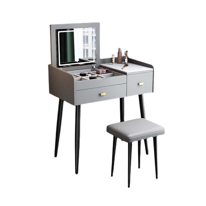 Flip Vanity in marmo singolo con sgabello imbottito Specchio a specchio da vanità