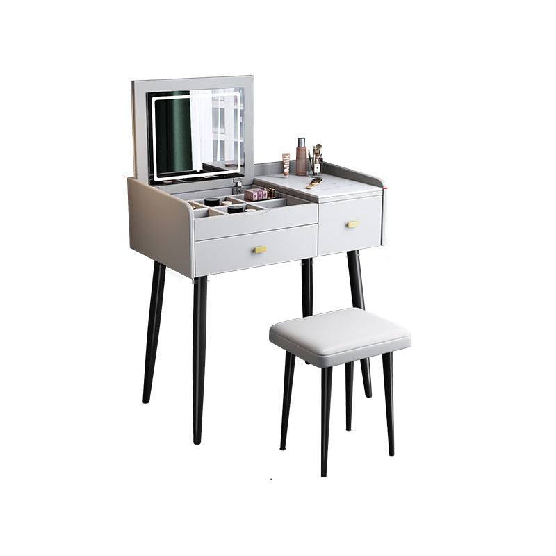 Flip Vanity in marmo singolo con sgabello imbottito Specchio a specchio da vanità