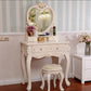 Victorian Bedroom With Drawer Mirror Solid Wood Makeup Vanity Set Makeup Vanity & Stools 31.5"L x 15.7"W x 57"H White Clearhalo 'Bedroom Furniture' 'furn' 'furn_makeup_vanities' 'Furniture' 'Makeup Vanities' 'makeup_vanities' 7004930