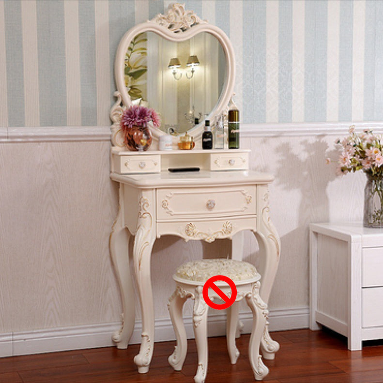 Victorian Bedroom With Drawer Mirror Solid Wood Makeup Vanity Set Makeup Vanity 24"L x 16"W x 57"H White Clearhalo 'Bedroom Furniture' 'furn' 'furn_makeup_vanities' 'Furniture' 'Makeup Vanities' 'makeup_vanities' 7004934