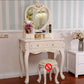 Victorian Bedroom With Drawer Mirror Solid Wood Makeup Vanity Set Makeup Vanity 31.5"L x 15.7"W x 57"H White Clearhalo 'Bedroom Furniture' 'furn' 'furn_makeup_vanities' 'Furniture' 'Makeup Vanities' 'makeup_vanities' 7004935